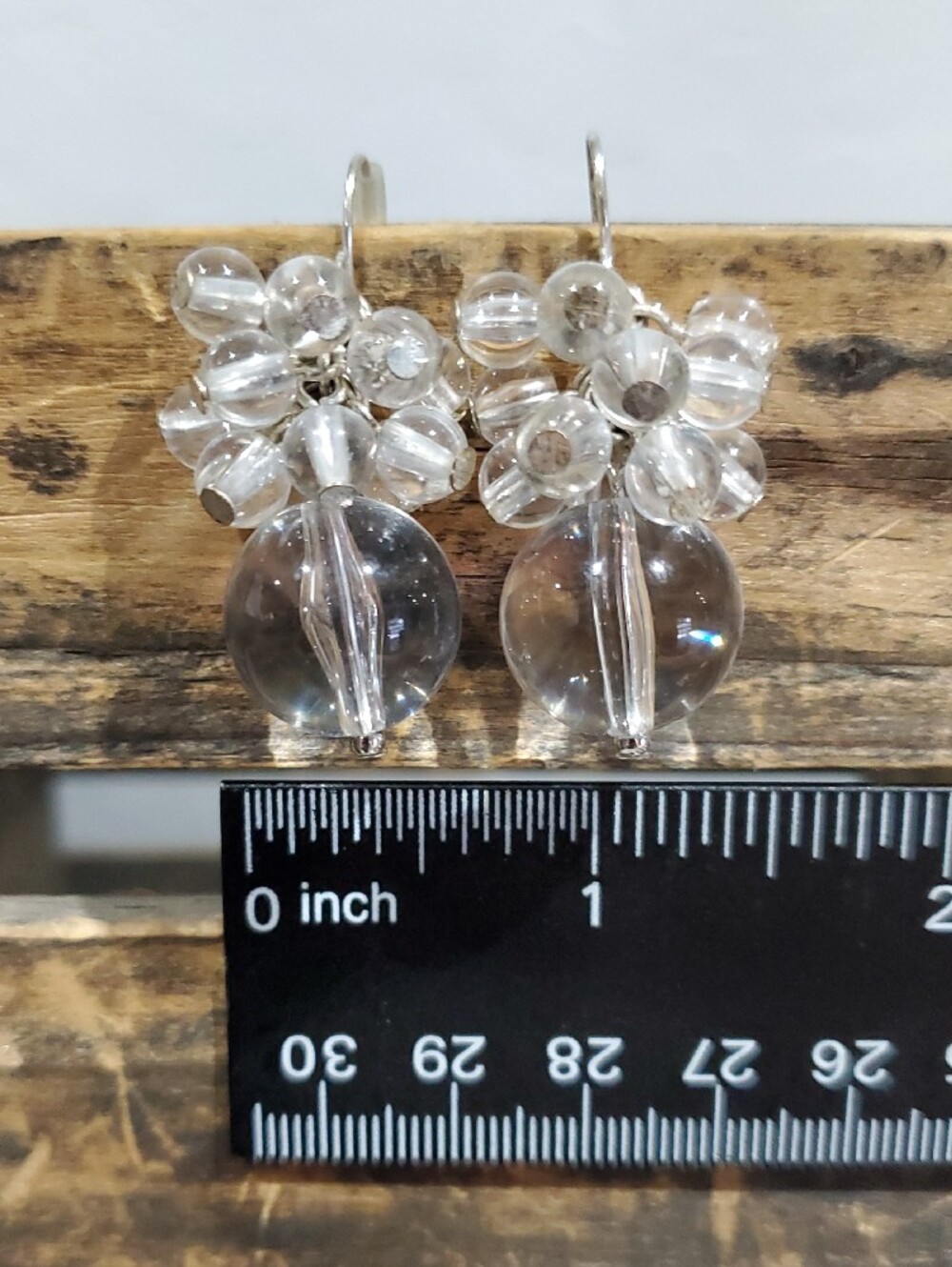 Clear Glass Cluster Drop Earrings - Women Jewelry - Picture 8 of 10